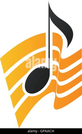 Illustration of Orange Musical Note isolated on a white background Stock Vector