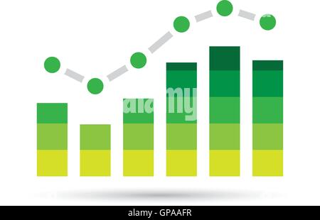Illustration of Green Stats Bars isolated on a white background Stock Vector