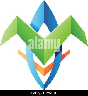 Illustration of Blade Shaped Abstract Icon isolated on a white background Stock Vector