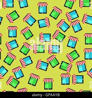 Mobile Store Seamless Pattern Stock Vector