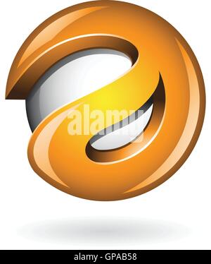 Round Glossy Letter A 3d Orange Logo Shape Vector Illustration Stock Vector