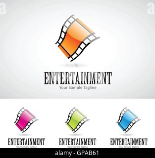Glossy 3d Cartoon Film Reel Logo Icon Vector Illustration Stock Vector