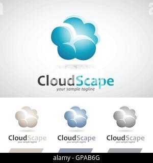 Blue and Brown Fluffy Rain Cloud Logo Icon Vector Illustration Stock Vector
