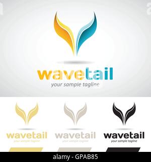 Yellow and Blue Fish Tail Logo Icon Vector Illustration Stock Vector