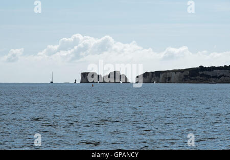 Looking out towards Old Harry Rocks from Middle Beach and Knoll Beach, Studland Bay, Dorset, England Stock Photo