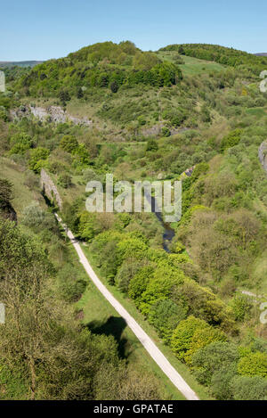 The Monsal trail through Chee Dale near Buxton in the Peak District national park. Stock Photo