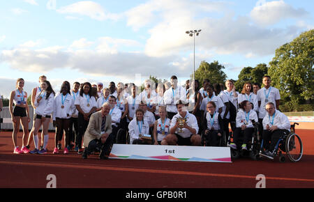 England South East win the overall best team during the Athletics on day two of the School Games 2016, Loughborough University. PRESS ASSOCIATION Photo. Picture date: Friday September 2, 2016. Stock Photo