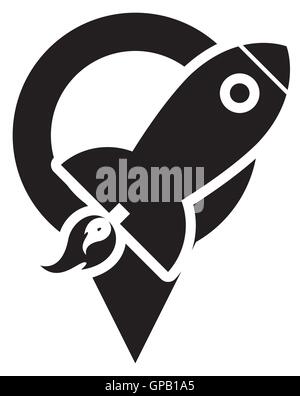 rocket and gps map pointer icon Stock Vector Image & Art - Alamy