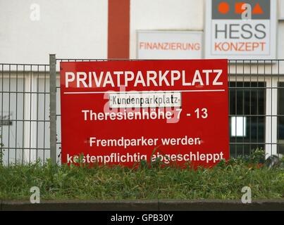 Private Parking information sign outside a business on Theresienhohoe in the city of Cologne Koln  North Rhine-Westphalia Germany EU 2015 Stock Photo