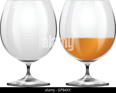 Glasses empty and with drink illustration Stock Vector