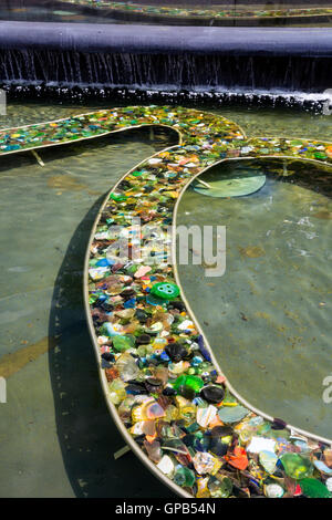 Fort Wayne, Indiana - Ribbons of broken glass in ponds at the Foellinger-Freimann Botanical Conservatory. Stock Photo