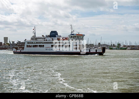 Wightlink car and passenger ferry St. Faith leaving Portsmouth harbour Portsmouth England for Fishbourne Stock Photo