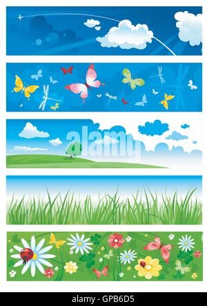 Five banners of  summertime Stock Vector