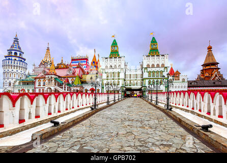 Colorful Kremlin in Izmailovo is a theme park complex built in traditional russian style, Moscow, Russia Stock Photo