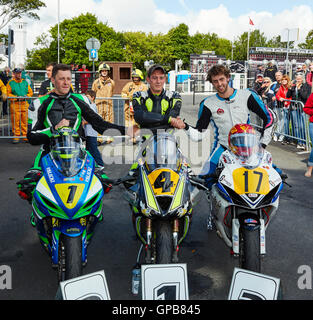 Winners of senior Manx Grand Prix 2016 have their photos taken after ...