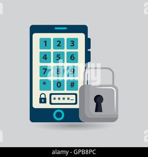 smartphone padlock silhouette password Stock Vector