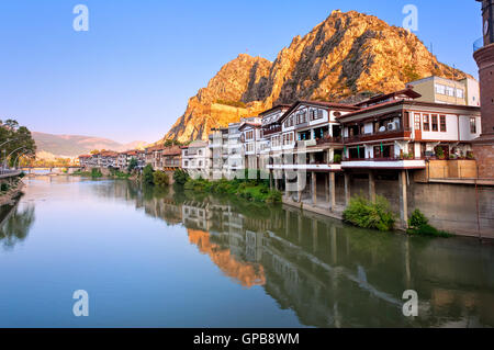 Traditional ottoman half timbered houses in Amasya, Turkey Stock Photo