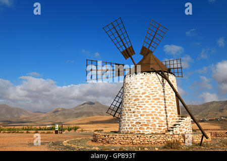 Traditional old stony windmill in Fuerteventura. Canary Islands. Spain Stock Photo