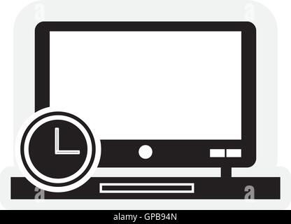 laptop and clock icon Stock Vector