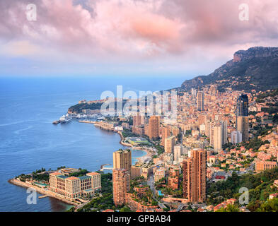 View of Principality of Monaco at sunrise Stock Photo