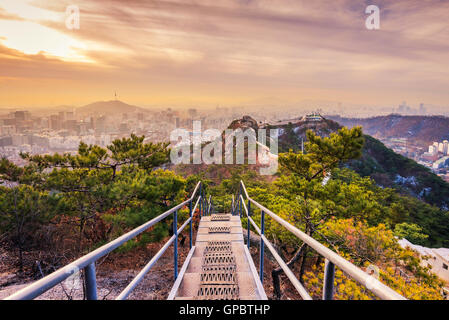 sun rises over of Seoul City,South Korea. Stock Photo