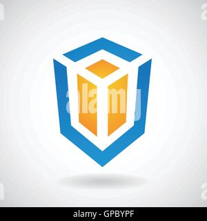 Design Concept of a Logo Shape and Icon of a Rectangular Cube Stock Vector