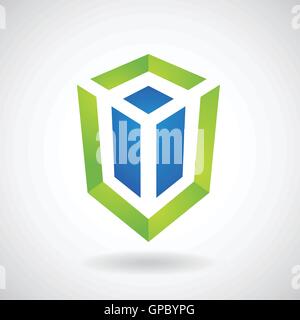 Design Concept of a Logo Shape and Icon of a Rectangular Cube Stock Vector
