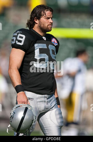 October 25, 2009; Oakland, CA, USA; Oakland Raiders kicker Sebastian  Janikowski (11) before the game against the New York Jets at  Oakland-Alameda County Coliseum. New York defeated Oakland 38-0 Stock Photo  - Alamy