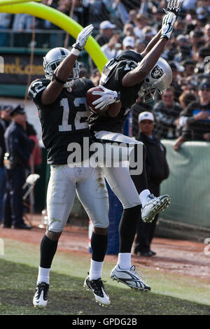 Oakland Raiders' Johnnie Lee Higgins runs for yardage during an NFL ...