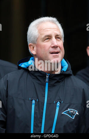 December 5, 2010; Seattle, WA, USA;  Carolina Panthers head coach John Fox enters the field before the game against the Seattle Seahawks at Qwest Field. Stock Photo