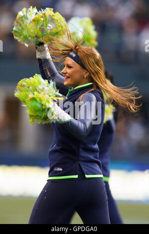 December 5, 2010; Seattle, WA, USA;  Seattle Seahawks cheerleaders perform during the fourth quarter against the Carolina Panthers at Qwest Field. Seattle defeated Carolina 31-14. Stock Photo