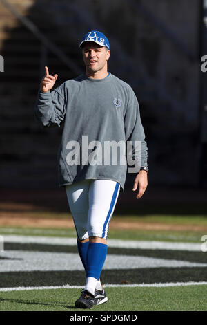 December 26, 2010; Oakland, CA, USA;  Indianapolis Colts place kicker Adam Vinatieri (4) warms up before the game against the Oakland Raiders at Oakland-Alameda County Coliseum. Indianapolis defeated Oakland 31-26. Stock Photo
