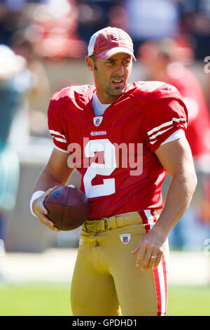 September 18, 2011; San Francisco, CA, USA;  San Francisco 49ers kicker David Akers (2) warms up before the game against the Dallas Cowboys at Candlestick Park.  Dallas defeated San Francisco 27-24 in overtime. Stock Photo