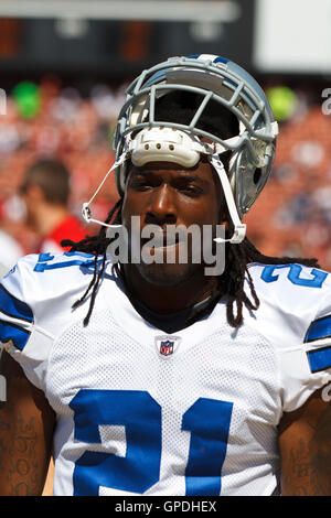 Dallas Cowboys cornerback Mike Jenkins warms up prior to the NFL - NFC  Playoffs football game between the Philadelphia Eagles and Dallas Cowboys  at Cowboys Stadium in Arlington, Texas. Cowboys defeats the