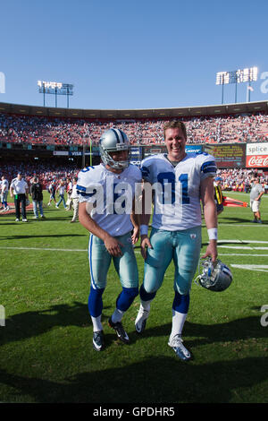 Dallas Cowboys long snapper L.P. LaDouceur (91) warms up before a