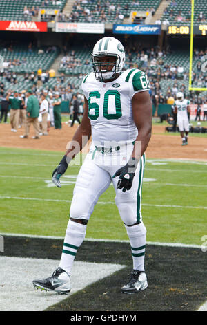 New York Jets Offensive Tackle Carter Warren (67) Readies In Position 