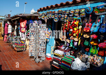 Souvenirs for sale in the market on Olivera Street, Los Angeles, California, United States of America Stock Photo