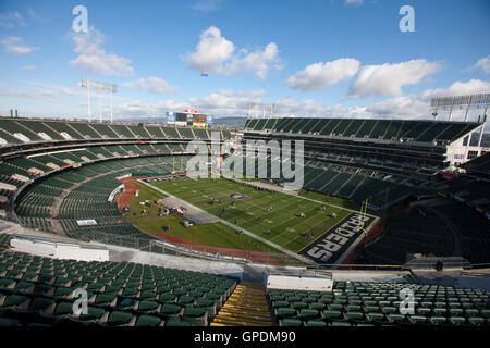 Nov 6, 2011; Oakland, CA, USA; General view of O.co Coliseum  before the game between the Oakland Raiders and the Denver Broncos. Denver defeated Oakland 38-24. Stock Photo