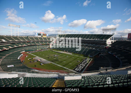 Nov 6, 2011; Oakland, CA, USA; General view of O.co Coliseum before the game between the Oakland Raiders and the Denver Broncos. Stock Photo
