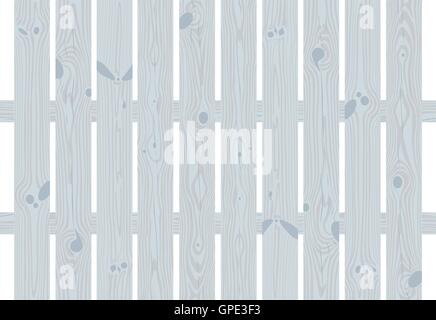 White wooden decorative cottage garden fence made of rectangular planks Stock Vector