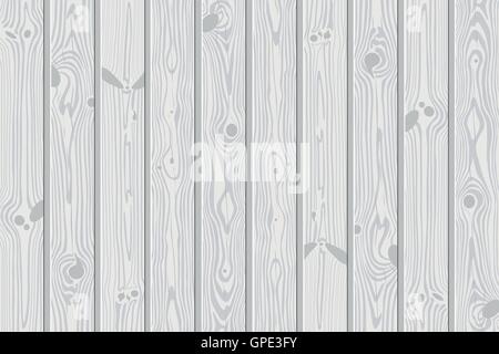 White textured wooden wall with knots and cracks vector background Stock Vector