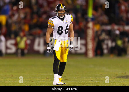 Dec 19, 2011; San Francisco, CA, USA; Pittsburgh Steelers wide receiver Hines Ward (86) lines up for a play against the San Francisco 49ers during the second quarter at Candlestick Park. San Francisco defeated Pittsburgh 20-3. Stock Photo