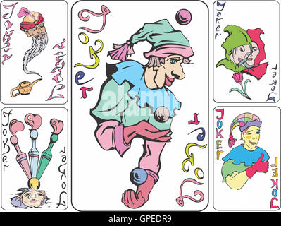 Set of playing joker cards. Vector illustrations. Stock Photo