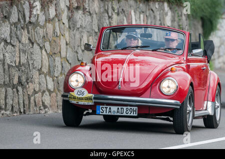 Merano, Italy - July 08, 2016: VW Beetle Convertible 1300 LS Schenna road in the direction of Schenna village Stock Photo