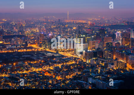 Seoul City Skyline, South Korea. Stock Photo