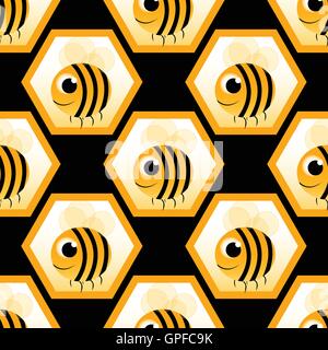seamless pattern with honeybee Stock Vector
