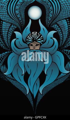 wizard with a long beard. zentagl. vector Stock Vector