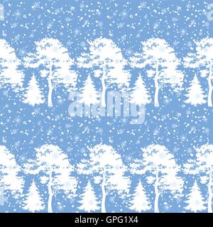 Seamless, trees silhouettes and snow Stock Vector