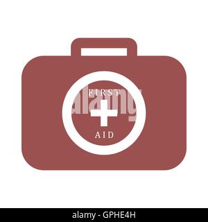 Stylized icon of a colored first aid kit on a white background Stock Vector