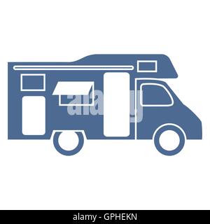 Stylized icon of a colored caravan on a white background Stock Vector